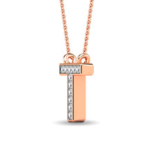 Diamond 1/20 Ct.Tw. Letter T Pendant in 10K Rose Gold