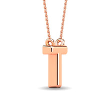 Diamond 1/20 Ct.Tw. Letter T Pendant in 10K Rose Gold