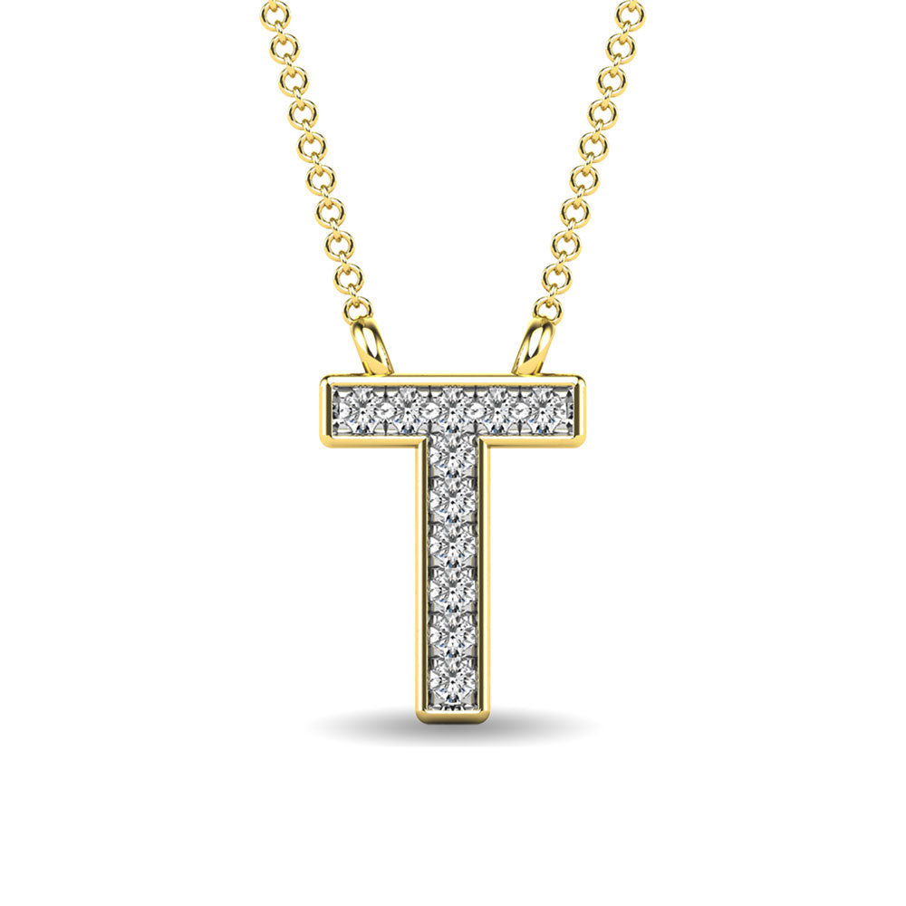 Diamond 1/20 Ct.Tw. Letter T Pendant in 10K Yellow Gold