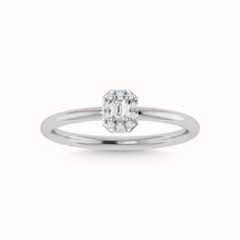 Diamond 1/3 Ct.Tw. Round and Emerald Cut Engagement Ring in 14K White Gold