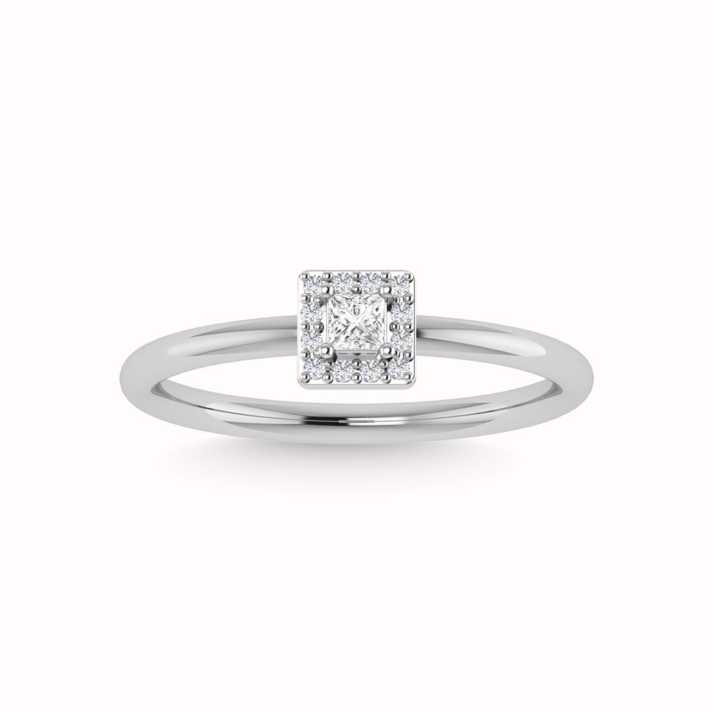 Diamond 1/3 Ct.Tw. Round and Princess Cut Engagement Ring in 14K White Gold