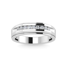Diamond 1/4 Ct.Tw.Mens Wedding Band in 10K White Gold