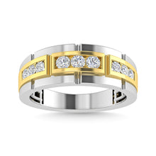 Diamond 1/2 Ct.Tw.Mens Wedding Band in 14K Two Tone Gold