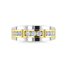 Diamond 1/2 Ct.Tw.Mens Wedding Band in 14K Two Tone Gold