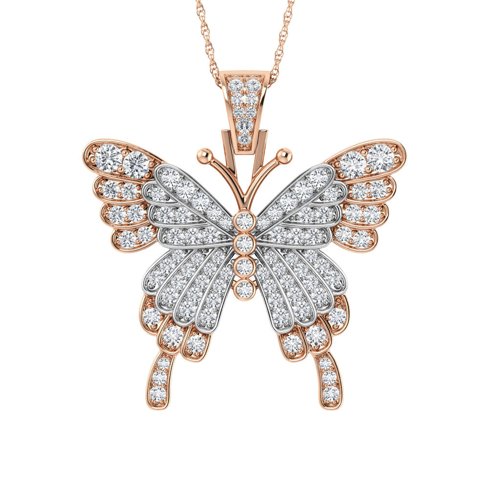 Diamond 1 7/8 Ct.Tw. Butterfly Pendant in 10K Two Tone