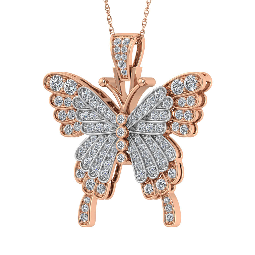 Diamond 1 7/8 Ct.Tw. Butterfly Pendant in 10K Two Tone
