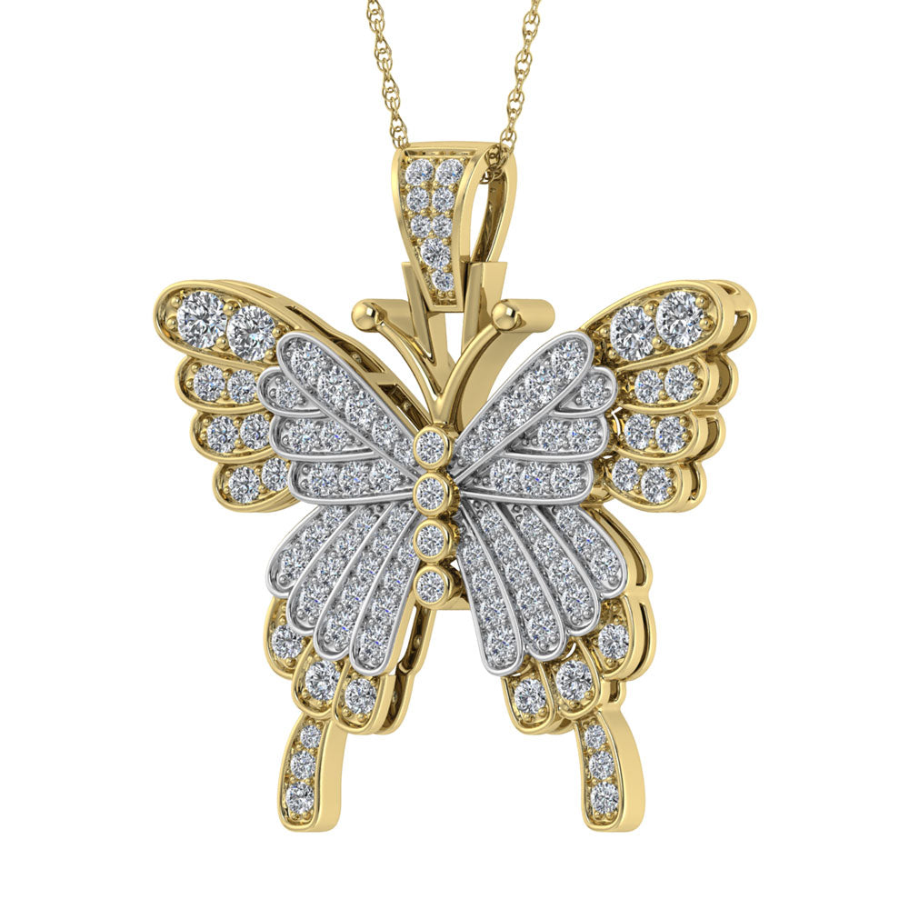Diamond 1 7/8 Ct.Tw. Butterfly Pendant in 10K Two Tone
