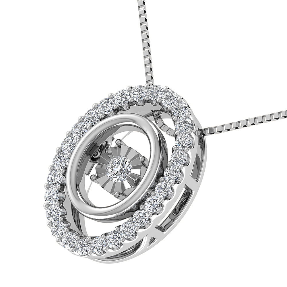 10K White Gold 1/5 Ct Ct.Tw. Diamond Oval Shape Shimmering Pendant