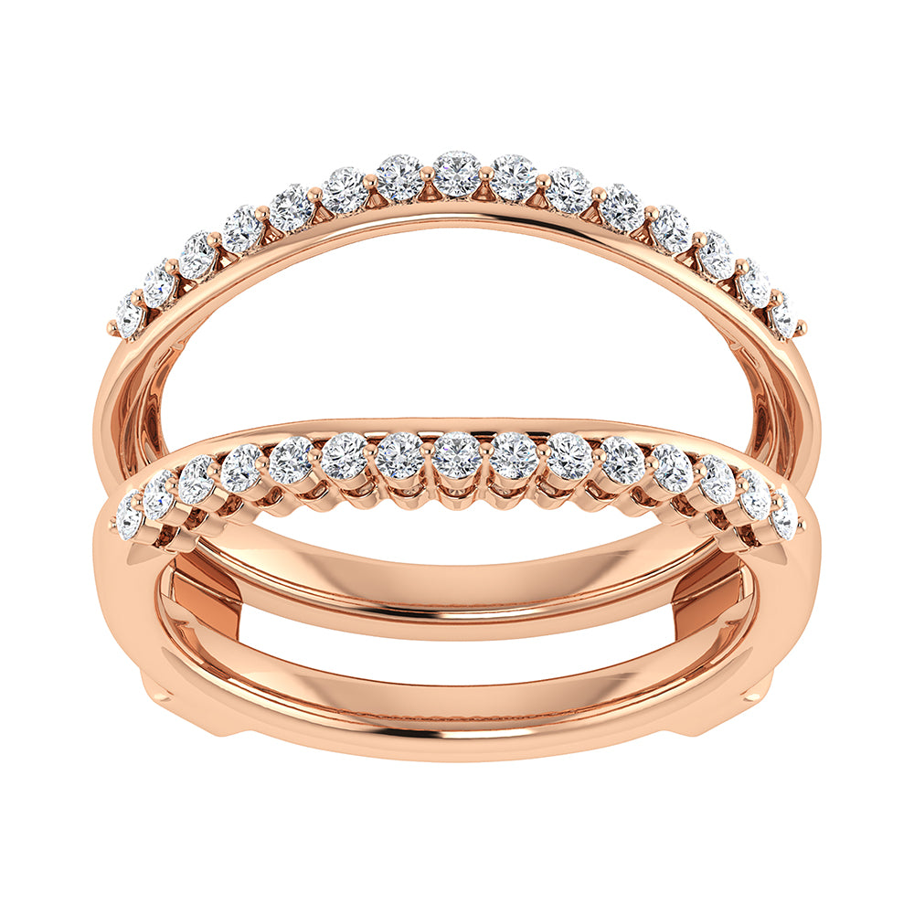 10K Pink Gold 1/4 Ct.Tw. Diamond Chevron Guard Ring