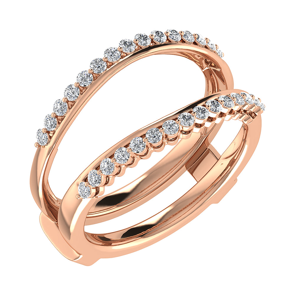 10K Pink Gold 1/4 Ct.Tw. Diamond Chevron Guard Ring