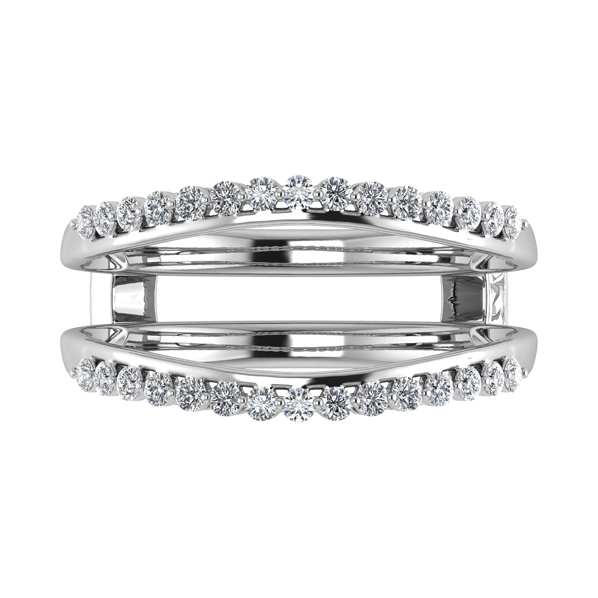 10K White Gold 1/4 Ct.Tw. Diamond Chevron Guard Ring