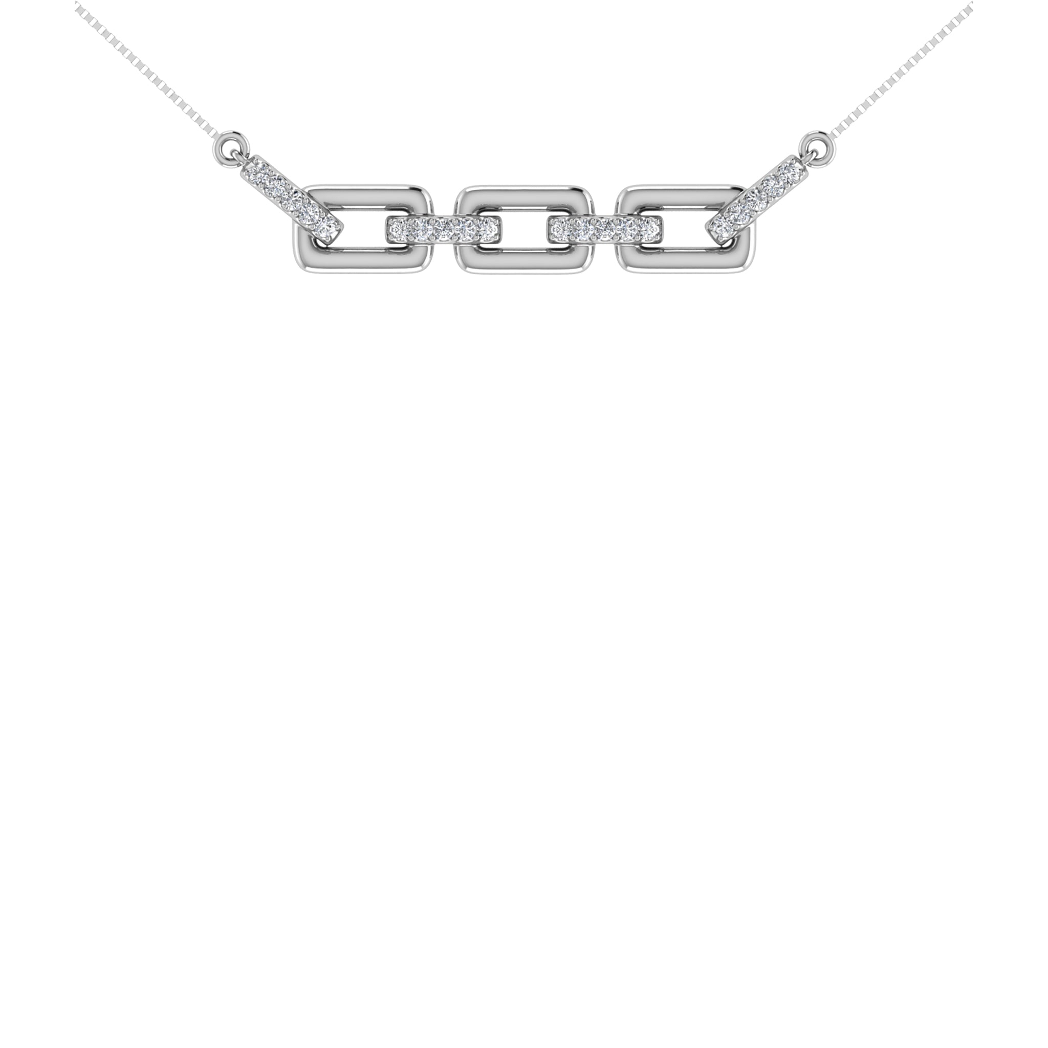 10K White Gold 1/10 Ct.Tw. Diamond Cuban Link Necklace