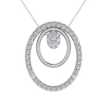 14K White Gold 1/2 Ct.Tw. Round Diamond Double Oval Shape Pendant
