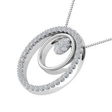 14K White Gold 1/2 Ct.Tw. Round Diamond Double Oval Shape Pendant