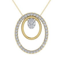 14K Yellow Gold 1/2 Ct.Tw. Round Diamond Double Oval Shape Pendant