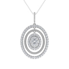 14K White Gold 1 Ct.Tw. Round Diamond Oval Shape Pendant