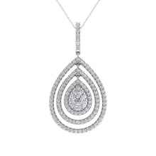14K White Gold 1 Ct.Tw. Round Diamond Pear Shape Pendant