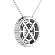 14K White Gold 3/4.Tw. Round and Tapper Diamond Invisible Oval Shape Pendant Pendant