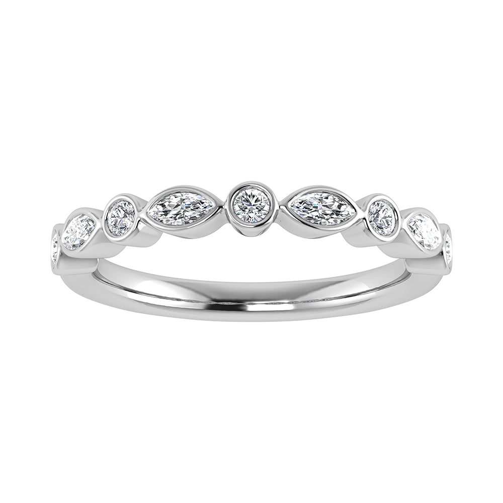14K White Gold 1/3.Tw. Diamond Stack Band