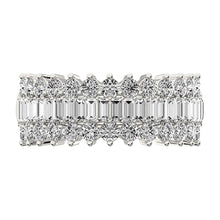 14K White Gold 1 1/2 Ct.Tw. Diamond Round and Baguette Set Fashion Band