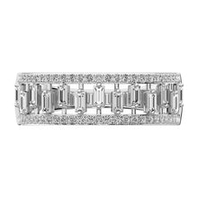 14K White Gold 1/3 Ct.Tw. Diamond Round and Baguette Set Fashion Band