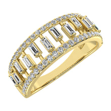 14K Yellow Gold 1/3 Ct.Tw. Diamond Round and Baguette Set Fashion Band