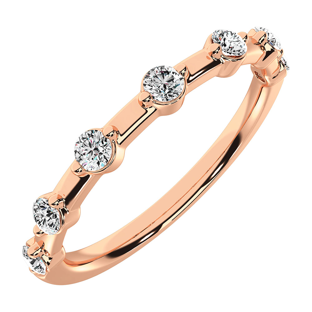 10K Rose Gold 1/10 Ct.Tw. Diamond Stack Bands