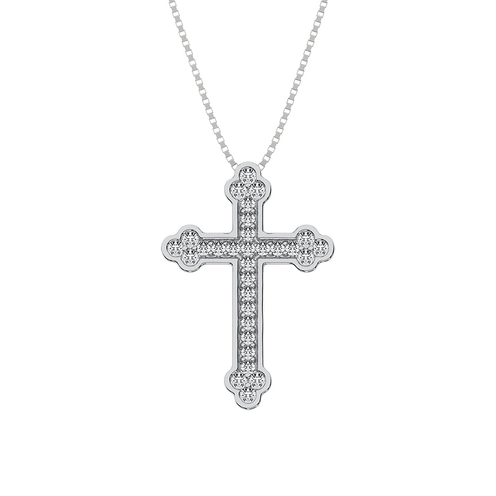 14K White Gold 1/5 Ct.Tw. Diamond Cross Pendant
