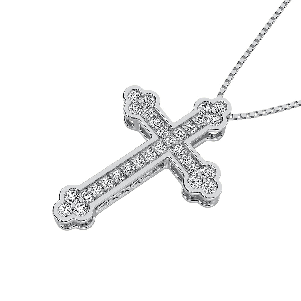 14K White Gold 1/5 Ct.Tw. Diamond Cross Pendant