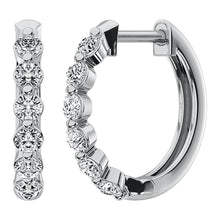 14K White Gold 1/2 Ct.Tw. Diamond Hoop Earrings