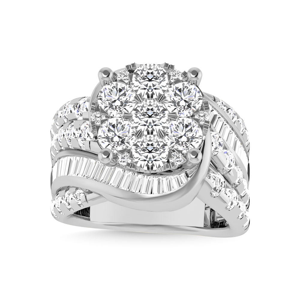 Diamond 4 Ct.Tw. Cluster Engagement Ring in 10K White Gold
