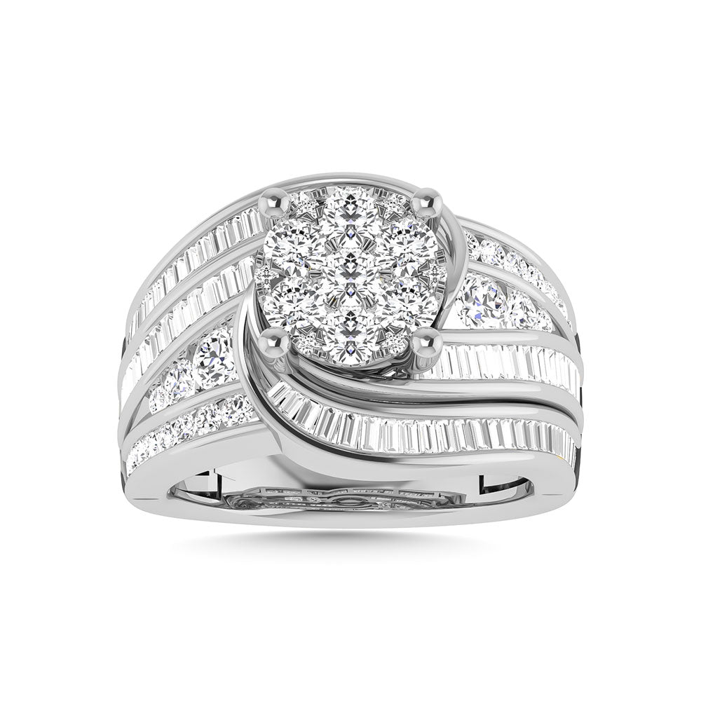 Diamond 2 Ct.Tw. Cluster Engagement Ring in 10K White Gold