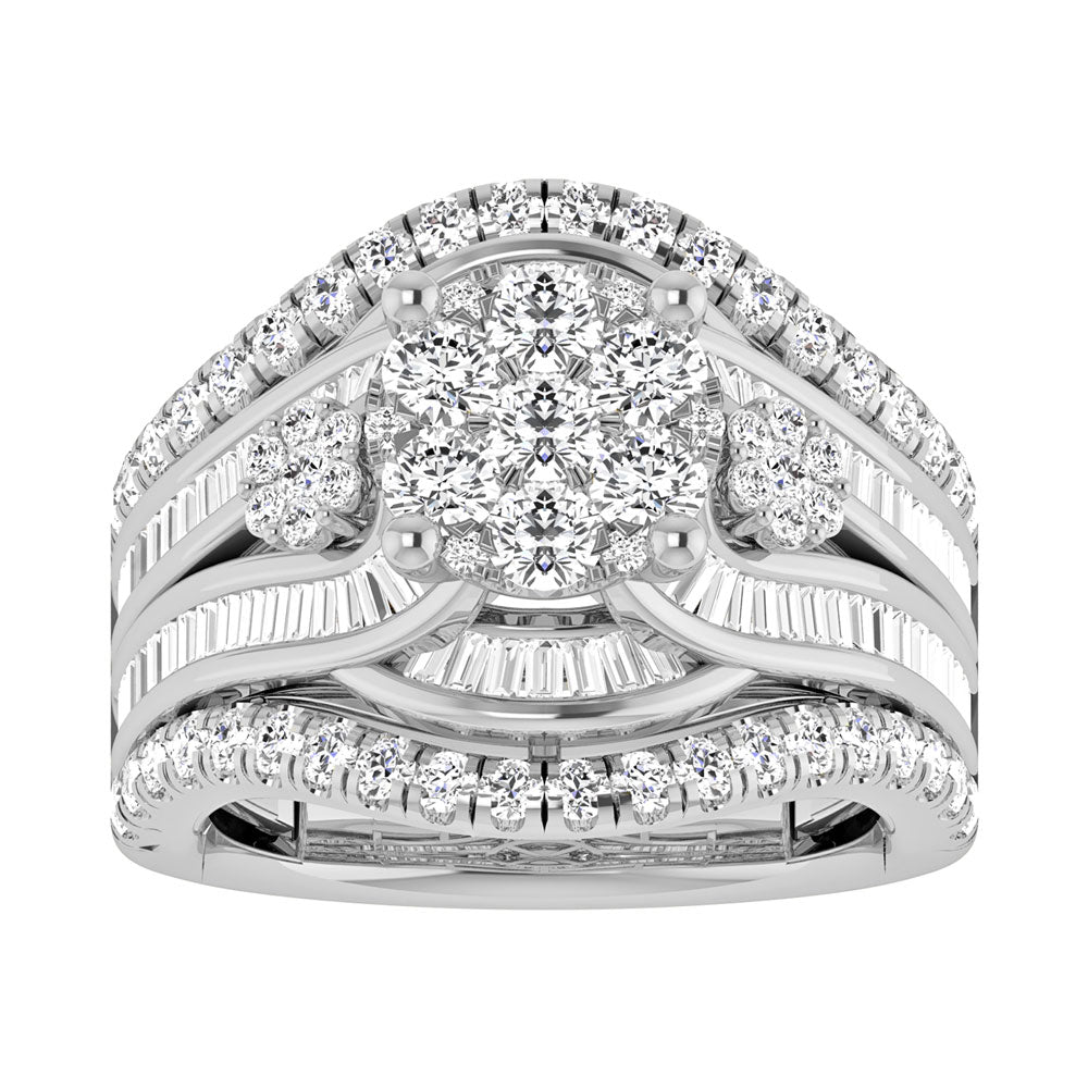 Diamond 2 Ct.Tw. Cluster Engagement Ring in 14K White Gold