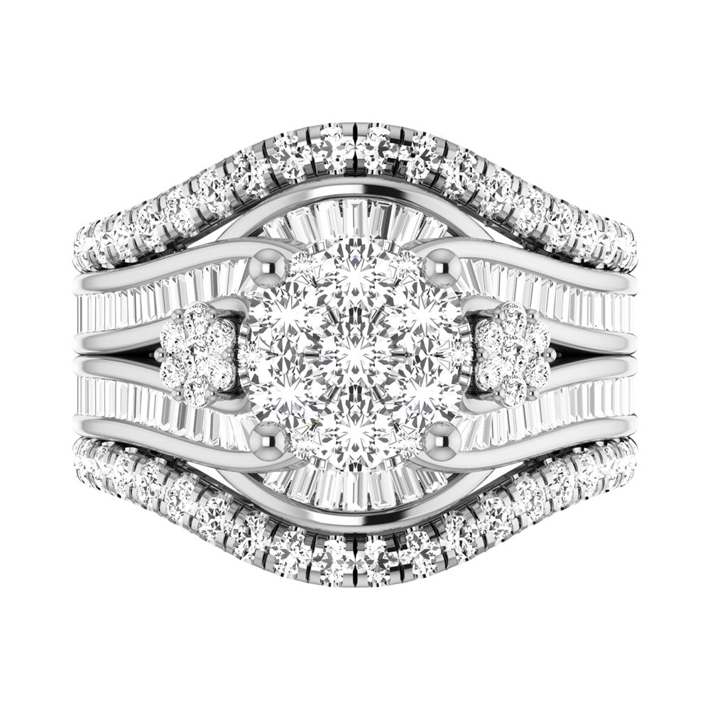 Diamond 2 Ct.Tw. Cluster Engagement Ring in 14K White Gold