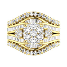Diamond 2 Ct.Tw. Cluster Engagement Ring in 14K Yellow Gold