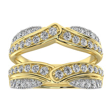 14K Yellow Gold 3/4 Ct.Tw. Diamond Chevron Guard Ring  With White Gold Touch