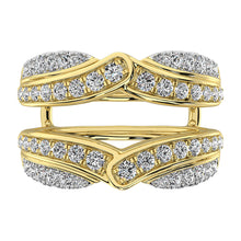 14K Yellow Gold 3/4 Ct.Tw. Diamond Chevron Guard Ring  With White Gold Touch