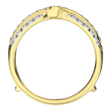 14K Yellow Gold 3/4 Ct.Tw. Diamond Chevron Guard Ring  With White Gold Touch