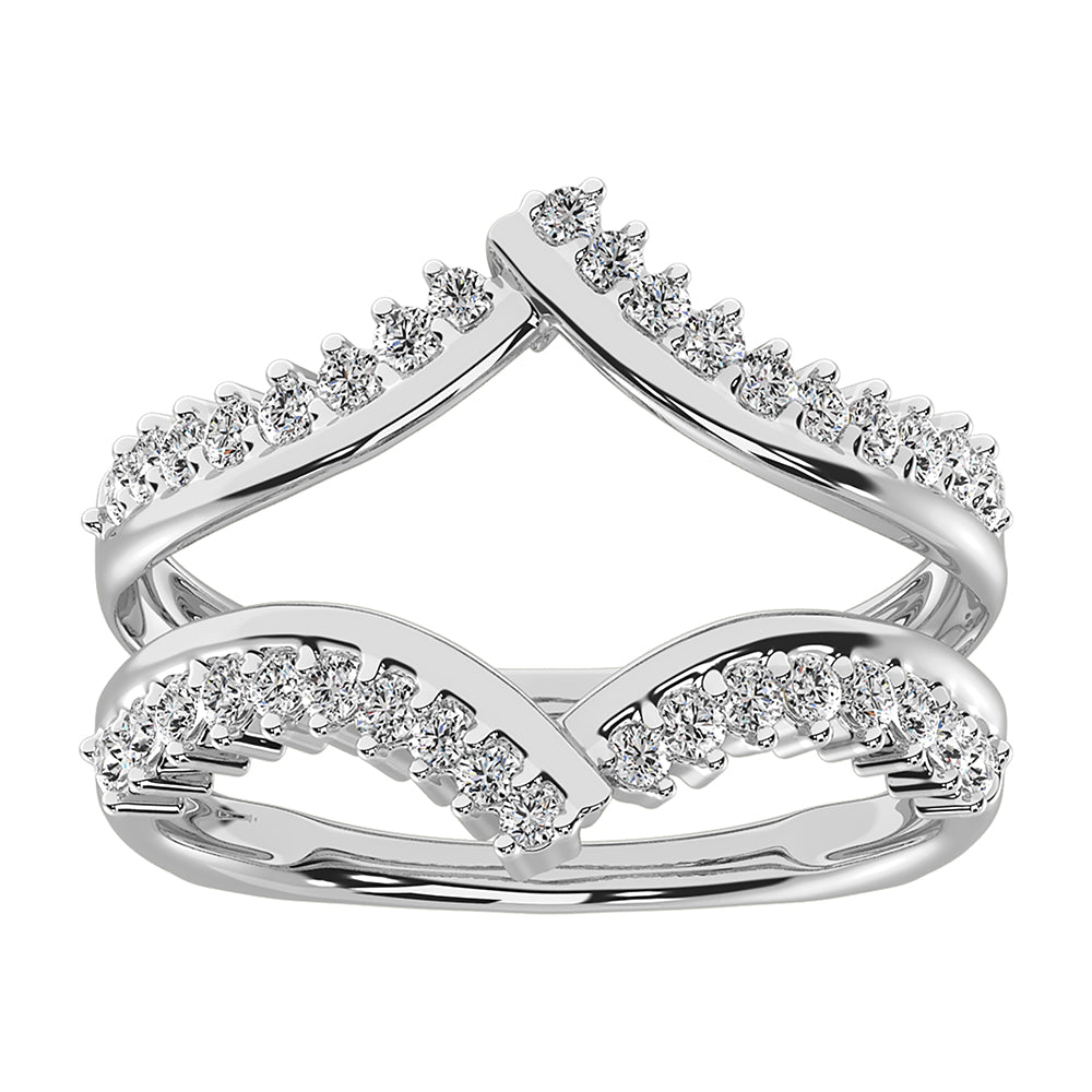 14K White Gold 1/2 Ct.Tw. Diamond Chevron Guard Ring