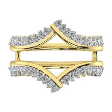 14K Yellow Gold 1/2 Ct.Tw. Diamond Chevron Guard Ring  With White Gold Touch