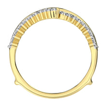 14K Yellow Gold 1/2 Ct.Tw. Diamond Chevron Guard Ring  With White Gold Touch