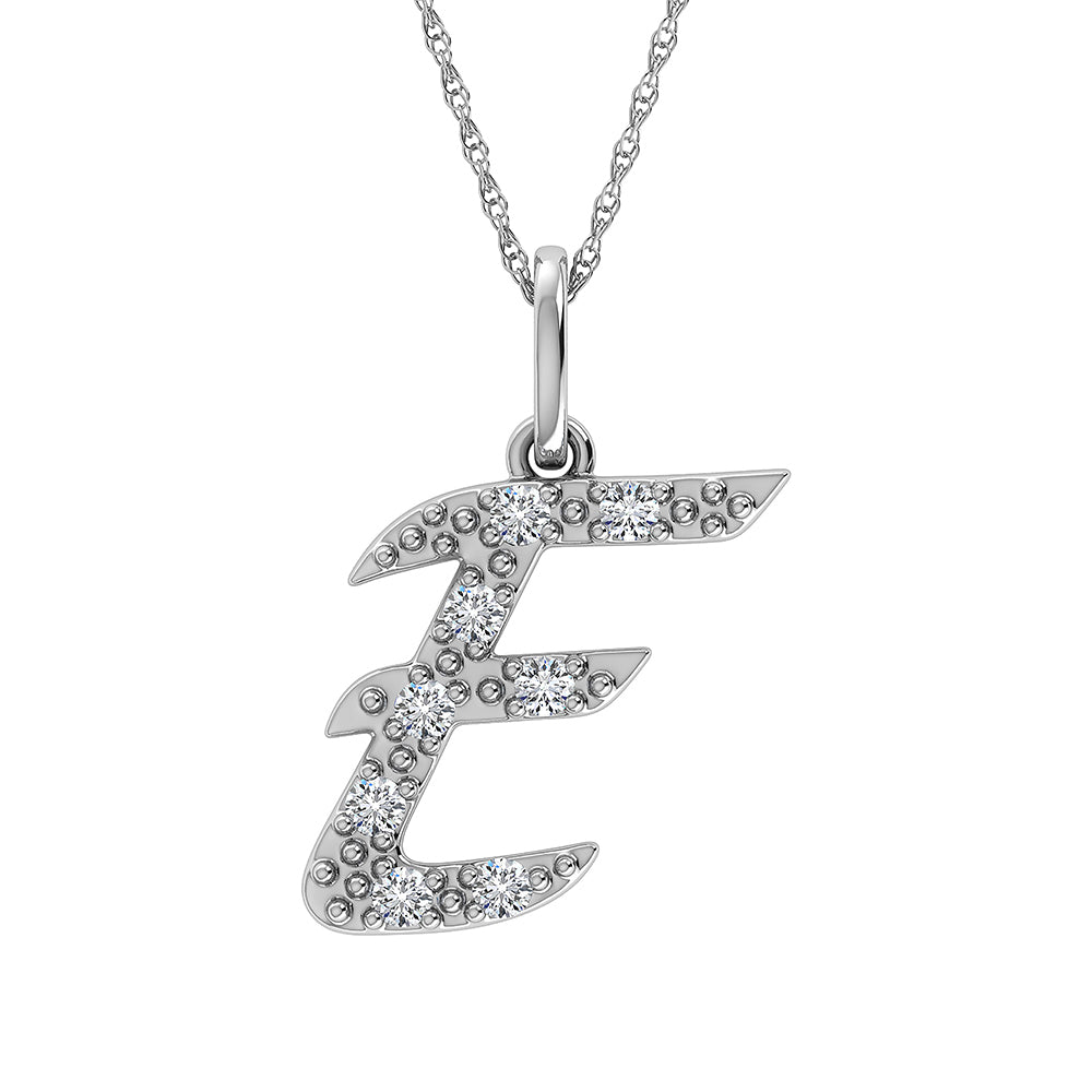 Diamond 1/8 Ct.Tw. Letter E Pendant in 10K White Gold - thediamondsq