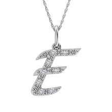 Diamond 1/8 Ct.Tw. Letter E Pendant in 10K White Gold - thediamondsq