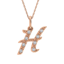 Diamond 1/8 Ct.Tw. Letter H Pendant in 10K Rose Gold - thediamondsq