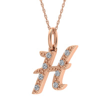 Diamond 1/8 Ct.Tw. Letter H Pendant in 10K Rose Gold - thediamondsq