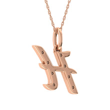 Diamond 1/8 Ct.Tw. Letter H Pendant in 10K Rose Gold - thediamondsq