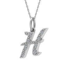 Diamond 1/8 Ct.Tw. Letter H Pendant in 10K White Gold - thediamondsq