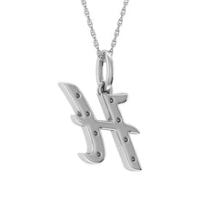 Diamond 1/8 Ct.Tw. Letter H Pendant in 10K White Gold - thediamondsq