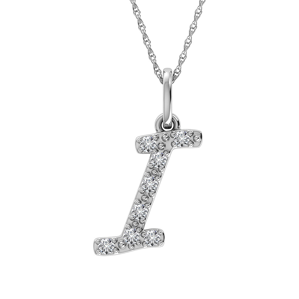 Diamond 1/8 Ct.Tw. Letter I Pendant in 10K White Gold - thediamondsq