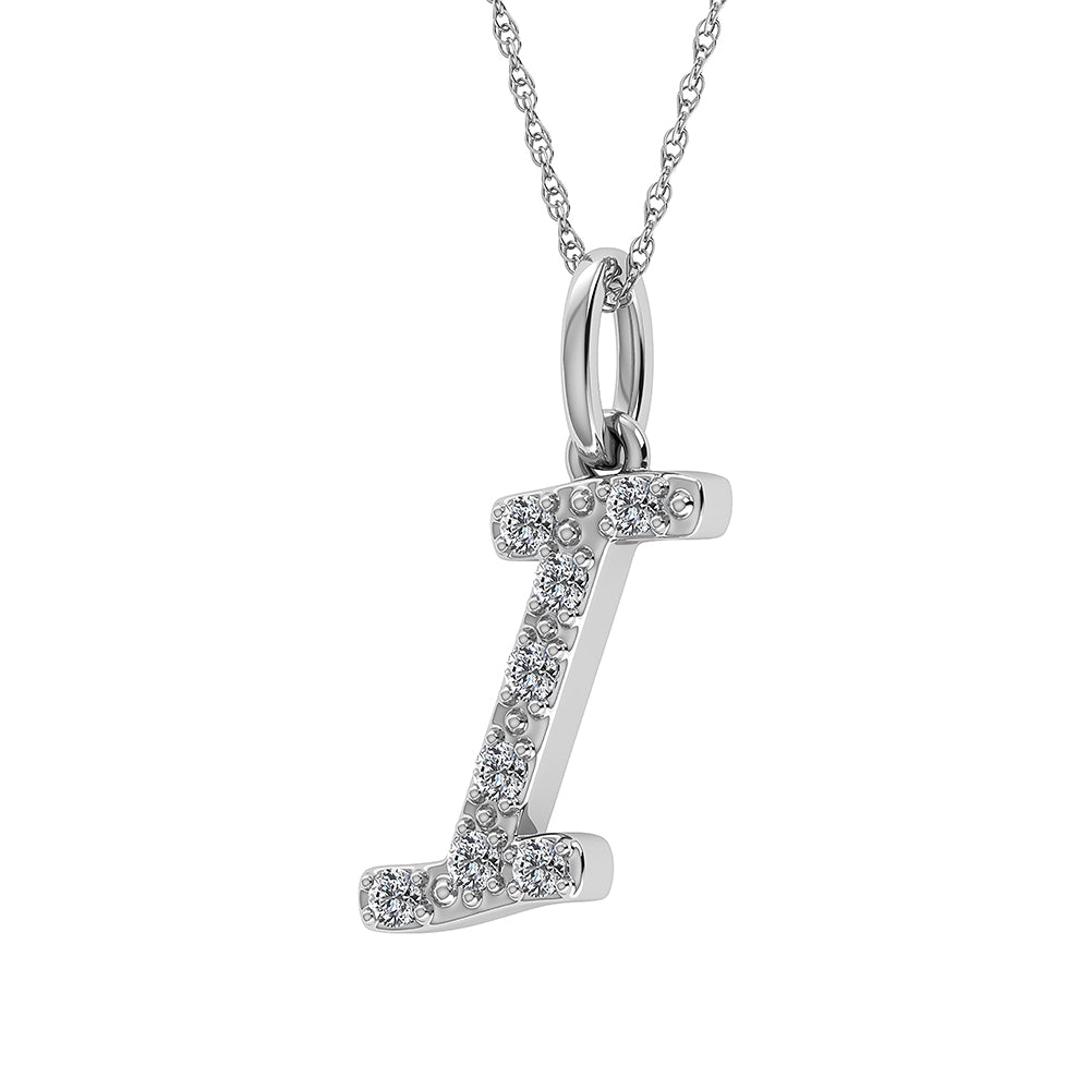 Diamond 1/8 Ct.Tw. Letter I Pendant in 10K White Gold - thediamondsq